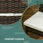 4 PE Rattan Outdoor Dining Chairs with Cushions, Patio Wicker Dining Chairs with Backrest, Brown - Image 4