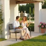 Outdoor Bench, 50" Patio Garden Bench with Slatted Seat, Metal Bench for Backyard, Poolside, Lawn, Black - Image 8