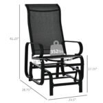 Outdoor Patio Sling Fabric Swing Glider Rocker Chair with Smooth Rocking Arms, Black - Image 3