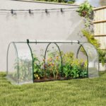 7' L x 3' W x 2.5' H Portable Tunnel Greenhouse for Outdoor Garden Hot House with 4 Zippered Doors, PVC Cover - Image 2