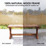 Rustic Outdoor Wooden Bench, Backless Garden Bench Patio Loveseat with X-Shape Base for Porch, Park, Carbonized - Image 4