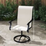 Patio Swivel Chairs Set of 2, High Back Patio Dining Chairs with All-Weather Mesh for Backyard, Lawn, Garden, Cream - Image 3