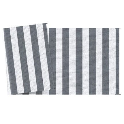 Reversible Outdoor Rug, 9' x 18' Waterproof Plastic Straw Floor Mat, Portable RV Camping Carpet, Large Floor Mat for Backyard, Deck, Picnic, Beach, Gray & White Striped