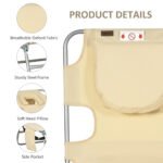 Tanning Chair with Face Hole, 5-Level Adjustable Outdoor Chaise Lounge Chair with Pillow for Beach, Pool, Beige - Image 6