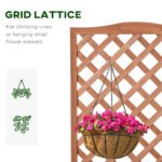 28" x 11" x 46" Raised Garden Bed, Wooden Planter Box w/ Trellis, Brown - Image 5