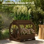 Wooden Wagon Planter Box, 3-Tier Raised Garden Bed, for Vegetables Flowers Herbs, 25" x 21" x 24" - Image 4