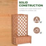 28" x 11" x 46" Raised Garden Bed, Wooden Planter Box w/ Trellis, Brown - Image 7