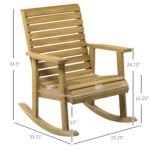 Wooden Outdoor Rocking Chair, Traditional Slatted Wood Rocker Chair with Armrests and High Backrest for Indoor & Outdoor, Light Brown - Image 3