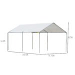 9.6' x 19.5' Carport Heavy Duty Galvanized Car Canopy w/ Included Anchor Kit, 3 Reinforced Steel Cables, White - Image 3
