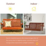 Porch Swing with Chains and Cupholders, 2 Person Wooden Patio Swing Chair, 440 lbs. Weight Capacity, for Garden, Poolside, Backyard, Brown - Image 7