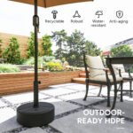 Round Patio Umbrella Base Holder, Heavy Duty Outdoor Umbrella Stand Base, Filled Up to 44lbs with Stand or 40lbs with Water for Garden, Poolside - Image 6