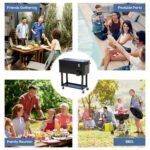 80 QT Rolling Cooling Bins Ice Chest on Wheels Outdoor Stand Up Drink Cooler Cart for Party, Black - Image 7