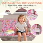 Kids Patio Swing, 2-Seater Outdoor Porch Swing with Safety Belt and Adjustable Canopy for Backyard Garden, Pink - Image 7