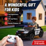 12V Kids Ride on Car w/ Remote Control, Siren, Light, Music, Spring Suspension, Horn & Transport Wheel, Black - Image 8