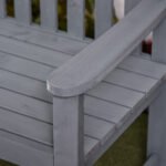 56" Outdoor Wood Bench, 2-Seater Garden Bench with Backrest and Armrest, Patio Bench for Patio, Porch, Poolside, Balcony, Gray - Image 8