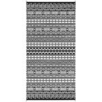Reversible Outdoor Rug, Waterproof Plastic Straw with Carry Bag, 9' x 18', Black & White Geometric Wall