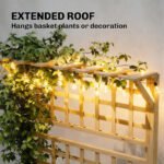 Wooden Raised Garden Bed with Trellis and Roof, Elevated Planter Box with 2 Shelves, Drainage Hole and Liner, Natural - Image 5