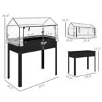Elevated Garden Box with Greenhouse Cover, Raised Garden Bed with Legs and Drainage Hole for Vegetables, Black - Image 3