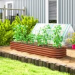 7.9' x 2' x 1' Galvanized Raised Garden Bed Kit, Metal Planter Box with Safety Edging, Brown - Image 2