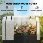 Galvanised Raised Garden Bed with Greenhouse Cover, Metal Elevated Garden Bed with Bed Liner, Bottom Shelf, Black - Image 4