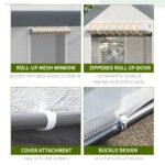 12' x 7' x 7' Greenhouse, Walk-in Outdoor Tunnel Green House with PE Cover, Steel Frame, 2 Roll-Up Zipper Doors & 4 Windows for Flowers, Vegetables, Tropical Plants, White/Dark Gray - Image 5