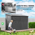 4.6' x 9' Outdoor Storage Shed, Lean to Metal Shed with Foundation Kit, Lockable Doors and Gloves for Patio, Lawn, Dark Gray - Image 6