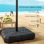 Square Patio Umbrella Base, Cantilever Offset Umbrella Base Heavy Duty Outdoor Umbrella Stand Base, Filled Up to 143lbs with Stand or 130lbs with Water for Garden Poolside - Image 6