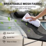 Folding Chaise Lounge Pool Chairs, Outdoor Sun Tanning Chairs with Pillow, Reclining Back, Steel Frame & Breathable Mesh for Beach, Yard, Patio, Black - Image 5