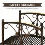 3.3' Metal Garden Bridge, Decorative Classic Footbridge Pond Bridge with Safety Railings for Backyard Garden Creek, Rust Brown - Image 5