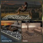 Outdoor Rug Carpet Reversible Plastic Straw Rug with LED Lights Black and White 10' x 8' for Patio - Image 8