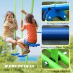 Metal Swing Set with Glider, Two Swing Seats and Adjustable Height, Outdoor Heavy Duty A-Frame Suitable for Playground, Backyard, Green - Image 6