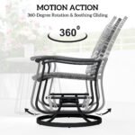 Wicker Rattan Swivel Patio Glider Chair Set of 2, Outdoor Glider Chair with Steel Frame, High Back, Gray - Image 4