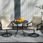 Patio Swivel Chairs Set of 2, High Back Patio Dining Chairs with All-Weather Mesh for Backyard, Lawn, Garden, Beige - Image 7