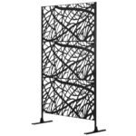 Decorative Outdoor Privacy Screen, See-Through Outdoor Divider/Separator with Twisted Branch Motif for Fun Shadows or Climbing Plant Trellis, Fence Panel for Garden Walkway, Backyard, 6.5FT