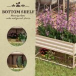 Galvanized Raised Garden Bed, Metal Planter Box with Legs, Storage Shelf and Bed Liner, Cream - Image 5