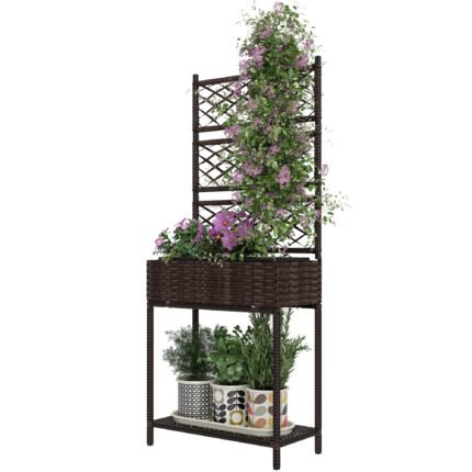 Outdoor Wicker Planter with Trellis