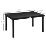 Outdoor Dining Table for 6 Person, Rectangular Patio Table, Aluminum Metal Legs for Garden, Lawn, Patio, Woodgrain Black - Image 3