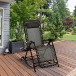 Outdoor Rocking Chairs, Foldable Reclining Zero Gravity Lounge Rocker with Pillow, Cup & Phone Holder, Combo Design with Folding Legs, Gray - Image 2