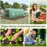 20' x 10' x 7' Walk-in Tunnel Greenhouse with Zippered Mesh Door and 8 Mesh Windows, Gardening Plant Hot House with Galvanized Steel Hoops, Green - Image 8