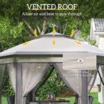 13' x 13' Pop Up Gazebo Hexagonal Canopy Shelter with 6 Zippered Mesh Netting for Patio Backyard Garden Wedding Party - Image 5