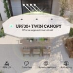 15ft Rectangle Patio Umbrella UPF30+ Extra Large Outdoor Umbrella with Fringe and Crank Handle - Image 4