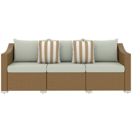 Rattan Wicker 3 Seater Patio Couch with Cushions
