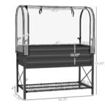 Raised Garden Bed with Legs and Cover, Metal Elevated Planter Box with Bottom Shelf and Liner for Vegetables, Black - Image 3