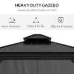 10' x 10' Hardtop Gazebo, Pavilion Gazebo with Curtains, Nettings, Aluminum Frame, Hooks, for Garden, Patio - Image 4