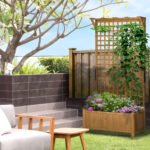 Wood Planter with Trellis for Vine Climbing, Raised Garden Bed, Privacy Screen for Backyard, Patio, Yellow - Image 7