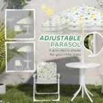 Kids Picnic Table and Chair Set, Outdoor Activity Table with Foldable Chairs, Removable Umbrella for Backyard, White - Image 5