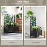 Outdoor Planter Box Galvanized Raised Garden Bed with Trellis for Climbing Vines, 35.4" x 15.7" x 47.2", Black - Image 4