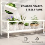 Metal Tall Plant Stand with Trellis and Hanging Bar, Plant Holder for Indoor Outdoor Use, 35" x 12.8" x 74", White - Image 5