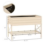 Galvanized Raised Garden Bed, Metal Planter Box with Legs, Storage Shelf and Bed Liner, Cream - Image 3