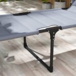 Outdoor Lounge Chair, 4 Position Adjustable Backrest, Folding, Cushioned w/ Sun Shade Roof & Pillow, Gray - Image 8